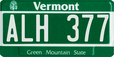 VT license plate ALH377