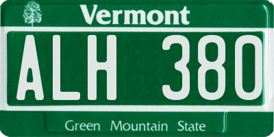 VT license plate ALH380