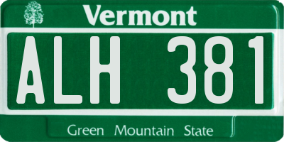 VT license plate ALH381