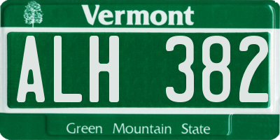 VT license plate ALH382