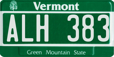 VT license plate ALH383