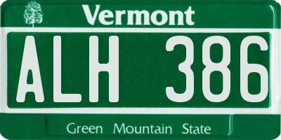 VT license plate ALH386