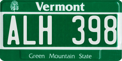 VT license plate ALH398