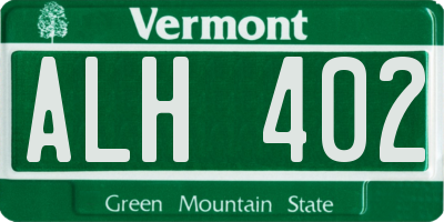 VT license plate ALH402