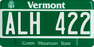 VT license plate ALH422