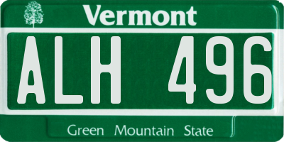 VT license plate ALH496