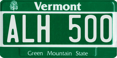 VT license plate ALH500
