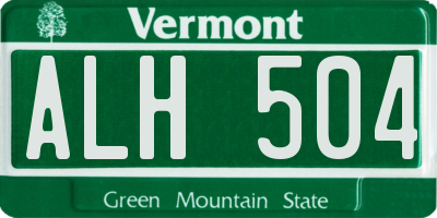 VT license plate ALH504