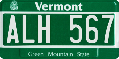 VT license plate ALH567