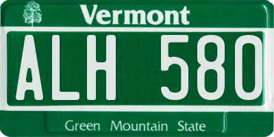 VT license plate ALH580