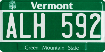 VT license plate ALH592