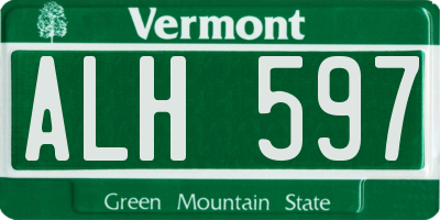 VT license plate ALH597