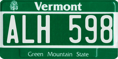 VT license plate ALH598