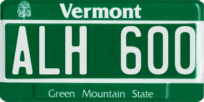 VT license plate ALH600