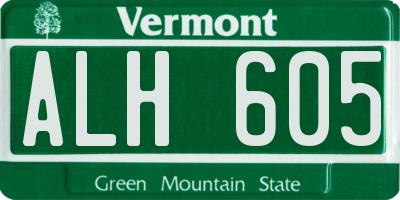VT license plate ALH605