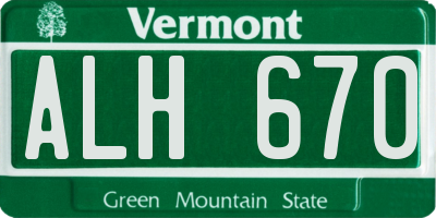 VT license plate ALH670