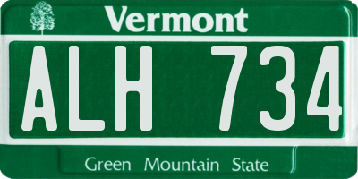 VT license plate ALH734