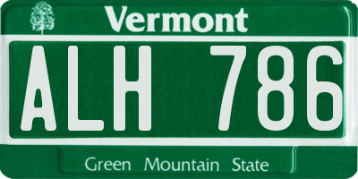 VT license plate ALH786