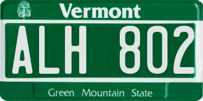 VT license plate ALH802