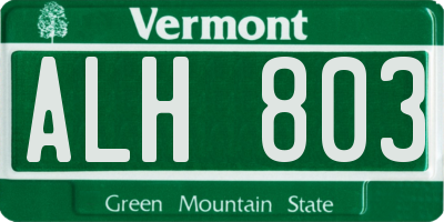 VT license plate ALH803