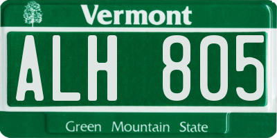 VT license plate ALH805