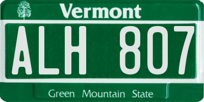 VT license plate ALH807