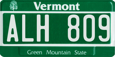 VT license plate ALH809