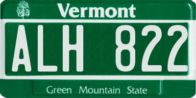 VT license plate ALH822