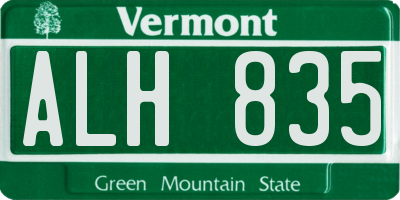 VT license plate ALH835