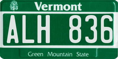 VT license plate ALH836