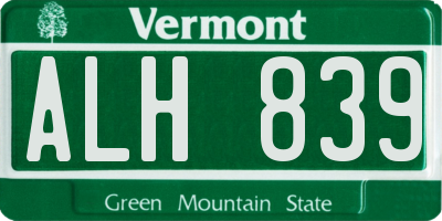 VT license plate ALH839