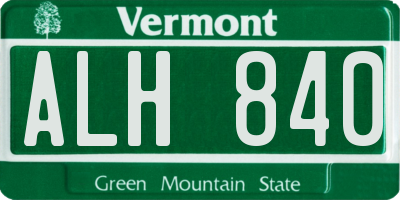 VT license plate ALH840