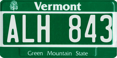 VT license plate ALH843