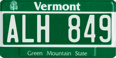 VT license plate ALH849