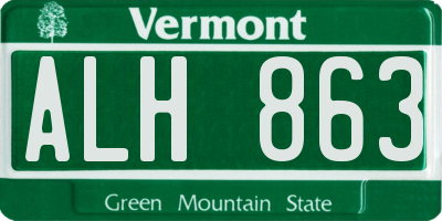 VT license plate ALH863