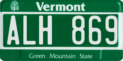VT license plate ALH869