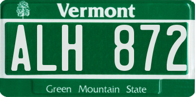VT license plate ALH872