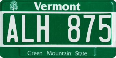 VT license plate ALH875