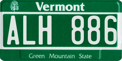 VT license plate ALH886