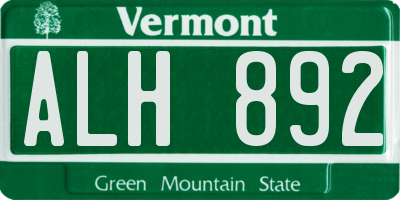 VT license plate ALH892
