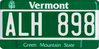 VT license plate ALH898