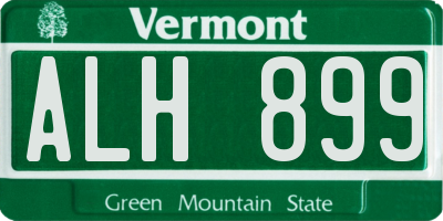 VT license plate ALH899