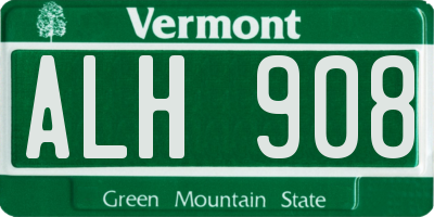 VT license plate ALH908