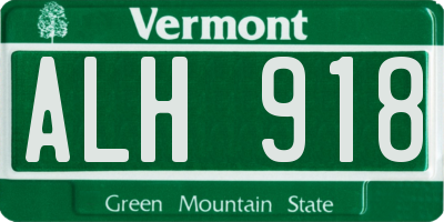 VT license plate ALH918