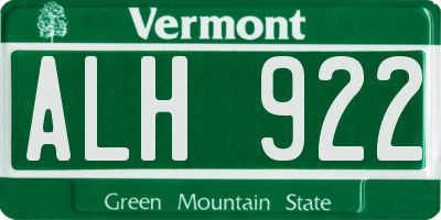 VT license plate ALH922