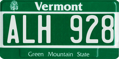 VT license plate ALH928