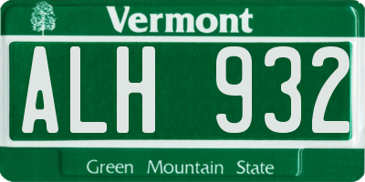 VT license plate ALH932