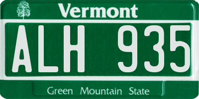VT license plate ALH935