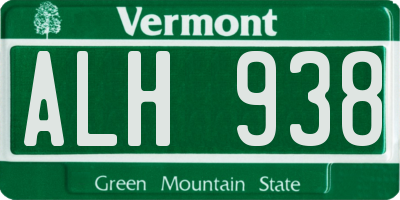 VT license plate ALH938