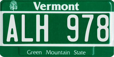VT license plate ALH978